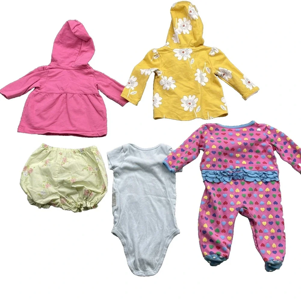 Carter's LOT (5) Baby Infant‎ 6-12 Month Mix Brand Bodysuit Sweater Diaper Cover